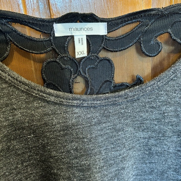 Maurices Gray Sweater With Bell Sleeves and Velvet Detailing - Picture 3 of 9